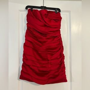 Express Strapless Ruched Red Dress - Size 12